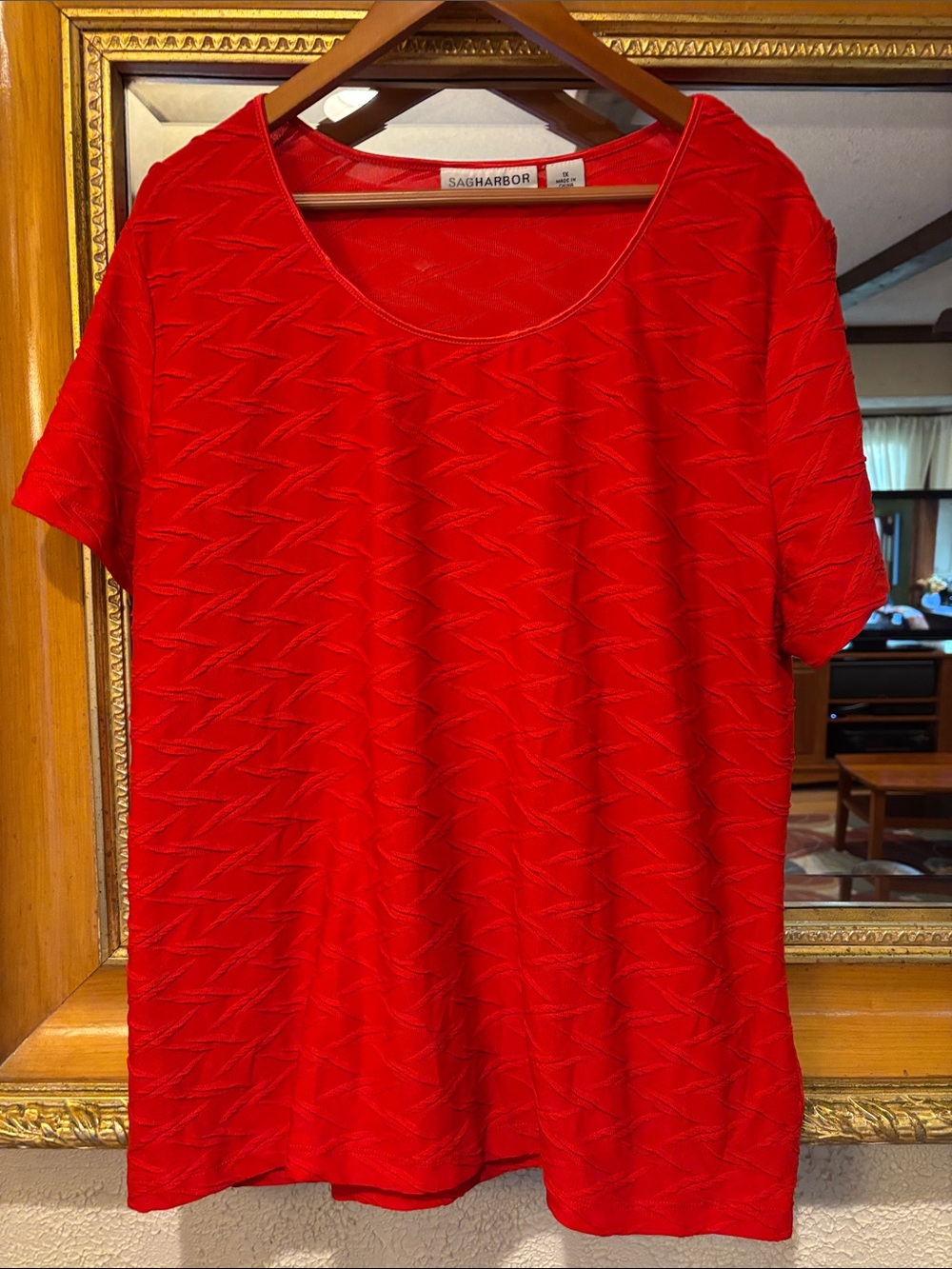 Sag Harbor Red Textured Top - Size 1X